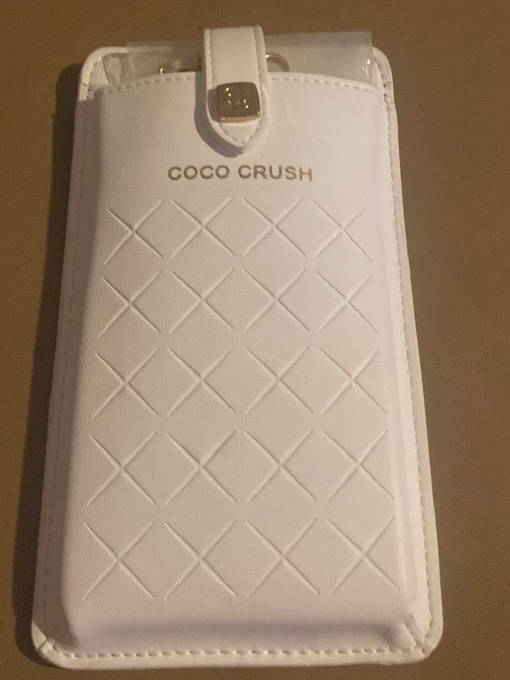 White Chanel coco crush Quilted Phone Sleeve Crossbody